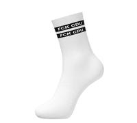 AROUNDELIAS FCK CDU Calcetines para hombre y mujer, tallas 36-40 y 41-46 (1 par) | Calcetines de declaración política | Protest Crew Socks Política Democracia Regalo, Blanco, 41-46