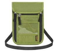 Arouselove Cartera ligera para el cuello, bolsa de pasaporte con bloqueo RFID, impermeable, bolsa de viaje con cremallera, velcro y diseño de ventana visual, B-verde, Cartera de pasaporte de viaje