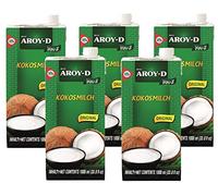 Aroy-D - Leche de coco - Paquete de 5 (5 x 1 litro)