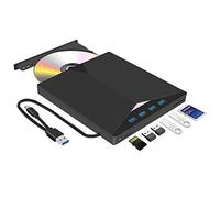 Arozxin Reproductor y Grabadora de DVD/CD Externo USB 3.0 y Tipo-C con Lector de Tarjetas SD/TF y USB, CD-ROM CD-RW VCD para Windows 7/8/10/ Vista/XP/Mac OS, Laptop, Desktops