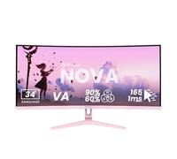 Arozzi Nova 34" Monitor Gaming Curvo VA UWQHD 3440×1440, 165 Hz, 1 ms, FreeSync, HDR, Ultrapanorámico, Altavoces Integrados - Rosa