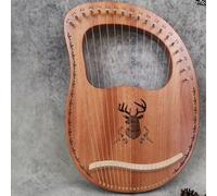 arpa, Arpa de regazo fácil de aprender, clásica, tipo caja, 19 cuerdas de acero, mini arpa, escalas talladas en caoba(Deer A)