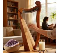 Arpa Celta de 19 Cuerdas, Lira Irlandesa de Palancas, Arpa de Regazo Portátil para Sonoterapia (Incluye Llave de Afinación) - Instrumento Musical de Madera Maciza, Ideal para Interpretación y