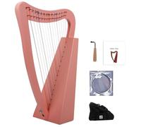 Arpa celta irlandesa de 15 cuerdas for principiantes amantes de la música, arpa de lira con cuerdas de nailon, funda duradera, llave de afinación, libro de música y cuerdas de repuesto.(Pink)