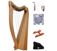 Arpa celta irlandesa de 19 cuerdas con funda resistente, llave de afinación, cuerdas adicionales, libro de música y marco de soporte, clave cromática, arpa de lira for amantes de la música y principia