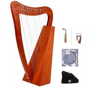 Arpa celta irlandesa de caoba de 15 cuerdas for amantes de la música y principiantes. Arpa de lira con cuerdas de nailon, incluye funda resistente, llave de afinación, libro de música y cuerdas de rep