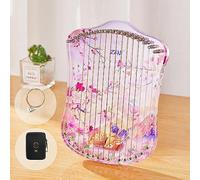 Arpa de 17, 21 y 23 cuerdas, fácil de aprender, instrumento musical para principiantes de acrílico transparente, lira con llave de afinación, púas y bolsa, piano de dedo (rosa, 17 notas)