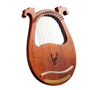 arpa de lira, Arpa de lira madera 16 cuerdas con llave C, caja resonancia, instrumento cuerda afinación, 3 púas y pegatinas, juego adicional(Brown)