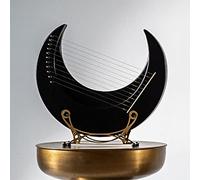 Arpa de lira de 15 cuerdas, instrumento musical de madera con soporte, arpa de lira de luna en tono C for niños y adultos (Color : Black_With stand)