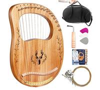 Arpa de lira de 16 cuerdas de madera maciza de caoba, regalo de lira de estilo antiguo con bolsa negra/llave de afinación/cuerda de repuesto/manual de instrucciones en inglés, para amantes de la músi