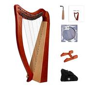 Arpa de lira de 19 cuerdas, arpa celta irlandesa de clave cromática con funda duradera, llave de afinación, cuerdas adicionales y marco de soporte adecuado for amantes de la música, principiantes, niñ