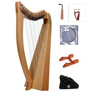 Arpa de lira de 19 cuerdas, arpa celta irlandesa de clave cromática con funda duradera, llave de afinación, cuerdas adicionales y marco de soporte adecuado for amantes de la música, principiantes, niñ