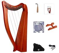 Arpa de lira de 19 cuerdas, clave cromática, arpa celta irlandesa con bolsa duradera, llave de afinación, cuerdas adicionales y marco de soporte (pastilla incluida)