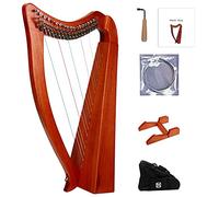 Arpa de lira de 19 cuerdas, clave cromática, arpa celta irlandesa con bolsa fiable, llave de afinación, cuerdas adicionales y marco de soporte, adecuada para los amantes de la música, principiantes