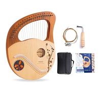 Arpa de lira de 21 cuerdas de metal con llave de afinación, bolsa de transporte, juego de cuerdas adicional y manual, cuerpo de caoba de madera maciza, instrumento de cuerdas for niños y adultos