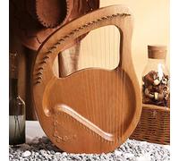 Arpa de lira de 24 cuerdas Arpa de caoba de madera maciza Cuerdas de metal con bolsa de transporte Llave para afinar Cuerda Regalo de lira para principiantes Amantes de la música Niños adultos