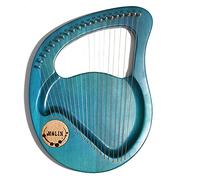 Arpa de lira de caoba, 21 cuerdas de metal, arpa de lira con bolsa de concierto duradera y llave de afinación, instrumento musical (Atrovirens mediano)