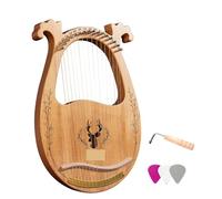 Arpa de Lira de madera de 16 cuerdas con llave C, caja de resonancia, instrumentos de cuerda con llave for afinar, 3 uds., selecciones de cuerdas de arpa, regalos musicales Arpa De Lira(Color:Natural)