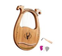 Arpa de lira de madera de 16 cuerdas, instrumento de cuerda con llave para afinar, 3 púas, lira, arpa para principiantes