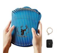 Arpa de lira portátil, arpa de regazo de 17 cuerdas fácil de sostener, instrumentos de arpa pequeños con accesorios para bolsa de almacenamiento (color: caja azul degradado + paquete + cuerdas)