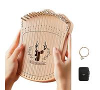 Arpa de lira portátil, arpa de regazo de 17 cuerdas fácil de sostener, instrumentos de arpa pequeños con bolsa de almacenamiento y accesorios (color: caja de registro + paquete + cuerdas)