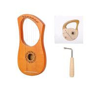 Arpa de lira portátil de 7 cuerdas, artesanía de madera maciza para viajes y lecciones de música, tono cálido, herramienta de música educativa para principiantes