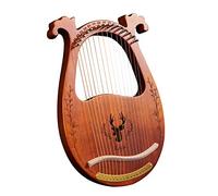 Arpa de madera 16 cuerdas con caja resonancia llave afinación 3 púas calcomanía y manual - Instrumento musical acero para principiantes jugadores experimentados regalo música ocio portátil