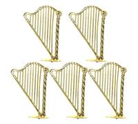 Arpa de oro en miniatura,Arpa en miniatura - Juego de 5 decoración de arpa para casa de muñecas,Arpa en miniatura 1:12, modelo Musical para casa de muñecas Musical, accesorios de decoración navideña p