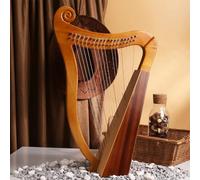 Arpa irlandesa celta, arpa de palanca de caoba de 19 cuerdas con llave de afinación y bolsa de concierto negra, arpa de lira estilo irlandés celta para adultos y niños principiantes