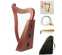 Arpa irlandesa celta de 15 cuerdas, arpa irlandesa celta de caoba con bolsa de concierto duradera, llave de afinación y cuerdas de repuesto, instrumento musical de arpa de lira for adultos/niños