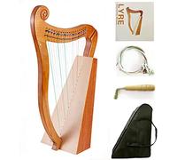Arpa irlandesa celta de 19 cuerdas, arpa de lira de caoba con funda duradera, llave de afinación, cuerdas de repuesto y libro de partituras, instrumento musical de cuerdas for principiantes.