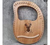 arpa lira, Arpa de regazo fácil aprender, clásica, tipo caja, 19 cuerdas acero, mini arpa, escalas talladas en caoba(Deer B)