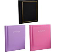 ARPAN 3 álbumes de fotos autoadhesivos, 108 hojas, 216 lados, color negro, rosa y morado