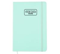 Arpan Agenda A5 con logotipo personalizado, marcador de cinta, cuaderno con cierre elástico, papel de 80 g/m², 136 hojas, perfecto para oficina, hogar, escuela, negocios (aguamarina, logotipo)