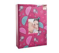 ARPAN - Álbum de Fotos, para 200 Fotos de 13 x 18 cm, con diseño de Moda, Foto con Ventana, Paraguas de búho Rosa, 21.5 x 4 x 28.5 cm