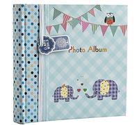 Arpan - Álbum de fotos (tamaño grande, 200 fotos de 15 x 10 cm), diseño de elefantes, color azul
