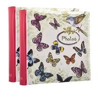 ARPAN Álbum Viajes, Vacaciones, Memoria, con área de Escritura de Notas y diseño de Texto en la Parte Delantera para 200 Fotos de 15 x 10 cm (Mariposas/pájaros), 23 x 23 x 4.5 cm Approx