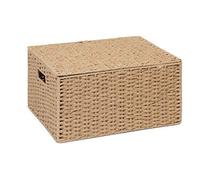 Arpan Caja de Cesta de Almacenamiento de Cuerda de Papel Natural con Tapa (Grande)