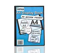Arpan - Carpeta con 48 bolsillos, tamaño A4, color negro, para profesionales, negocios, estudiantes, proyectos, escuela, universidad y uso personal