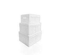 ARPAN - Cesta, Cuerda de Papel Tejida, con Forro de Tela, Ideal para Almacenamiento, Navidad, Color Blanco, Cuerda de Papel Blanca., 3 Unidades