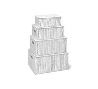ARPAN Cesta de Almacenamiento con Tapa y Asas de inserción para un fácil Transporte - práctica Caja organizadora para múltiples usos, Blanco, X-Large, Large, Medium, Small