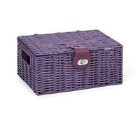 ARPAN Cesta de Almacenamiento pequeña de Resina Tejida con Tapa y Cerradura, Color Morado