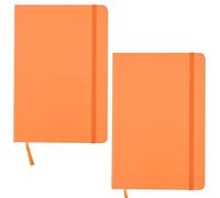 ARPAN Cuaderno de tapa dura A5 y marcador de cinta con cierre elástico, papel de 80 g/m², 136 hojas, perfecto para oficina, hogar, escuela, negocios (naranja, paquete de 2)