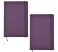 ARPAN Cuaderno de tapa dura A5 y marcador de cinta con cierre elástico, papel de 80 g/m², 136 hojas, perfecto para oficina, hogar, escuela, negocios (morado, paquete de 2)