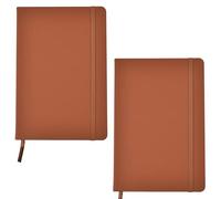 ARPAN Cuaderno de tapa dura A5 y marcador de cinta con cierre elástico, papel de 80 g/m², 136 hojas, perfecto para oficina, hogar, escuela, negocios (marrón, paquete de 2)