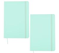 ARPAN Cuaderno de tapa dura A5 y marcador de cinta con cierre elástico, papel de 80 g/m², 136 hojas, perfecto para oficina, hogar, escuela, negocios (aguamarina, paquete de 2)