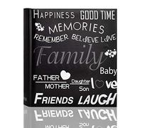 ARPAN Familia, Amigos, Viajes de Vacaciones, Memoria, con área de Escritura de Notas y Texto Decorativo, Compatible con 200 Fotos de 10 x 15 cm, Negro, Album Size : 23 x 4.5 x 22.5 cm Approx