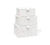 ARPAN - Juego de 3 Cajas de almacenaje de Resina con Tapa y candado, Blanco, Large, Medium, Small