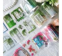 Arpaper Scrapbooking Accesorios Flores Pegatinas Estética 3 Rollos Washi Tape Pegatinas Decoración para Scrapbooking, Álbum, Mobiles DIY (Pegatinas alféizar 2)