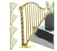 Arpas pequeñas, arpa dorada en miniatura - Conjunto de modelos de instrumentos en miniatura de 5 | Instrumento musical, modelo de instrumento musical en miniatura 1:12, modelo de arpa para decoración